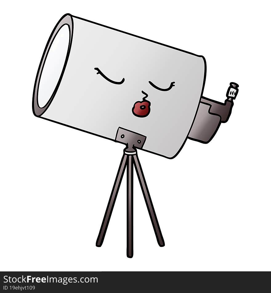 cartoon telescope with face. cartoon telescope with face