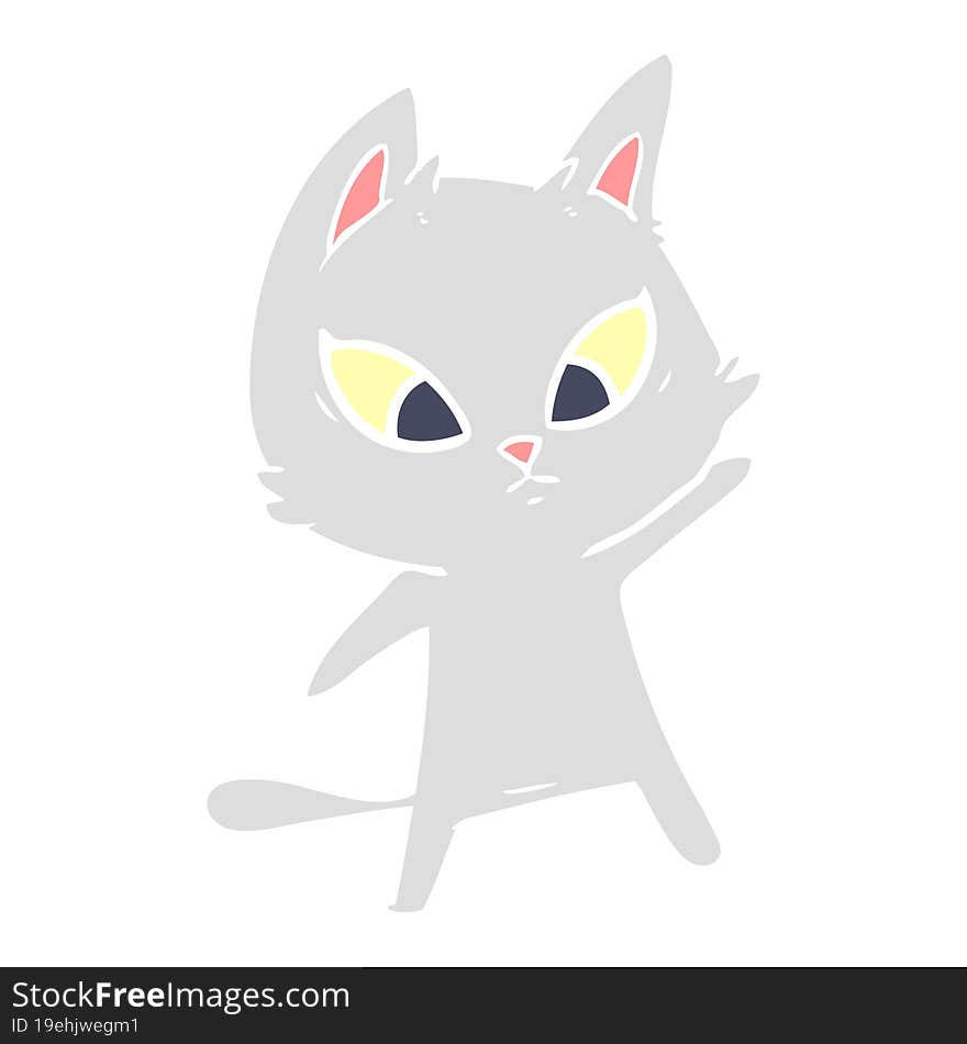 confused flat color style cartoon cat