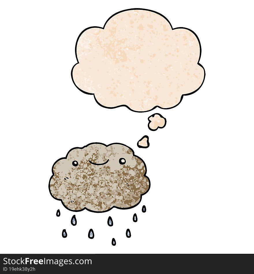 cartoon cloud and thought bubble in grunge texture pattern style