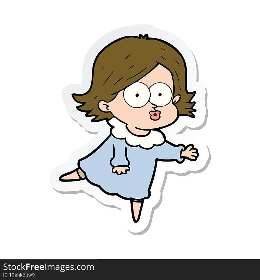 sticker of a cartoon girl pouting