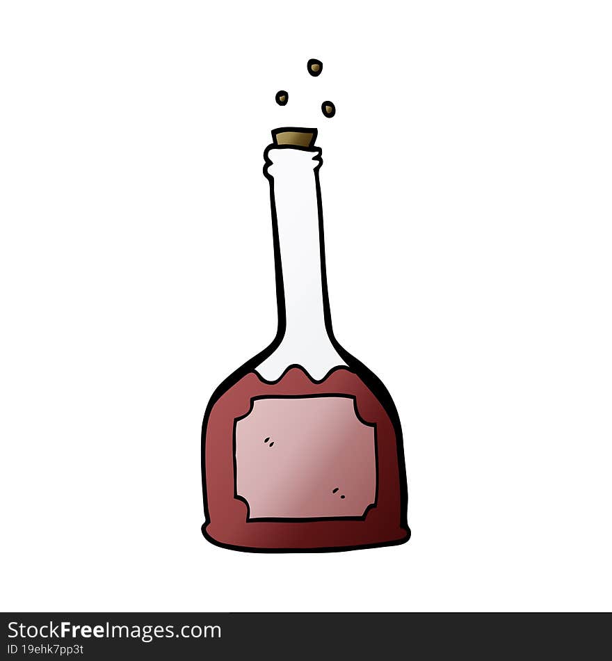 cartoon doodle bottle of red wine