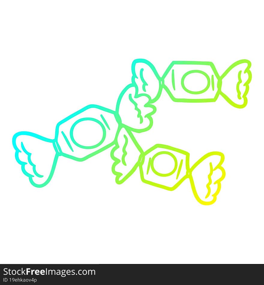 cold gradient line drawing cartoon wrapped candy