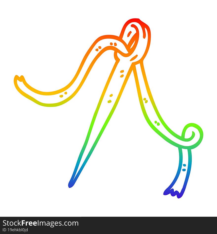 rainbow gradient line drawing cartoon needle and thread