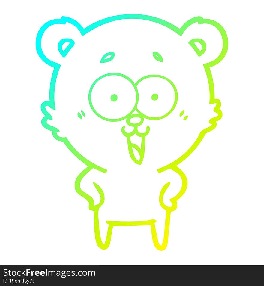 cold gradient line drawing of a laughing teddy  bear cartoon