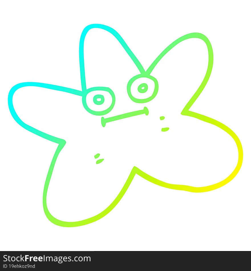 cold gradient line drawing cartoon star fish