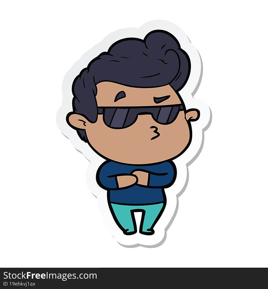 sticker of a cartoon cool guy