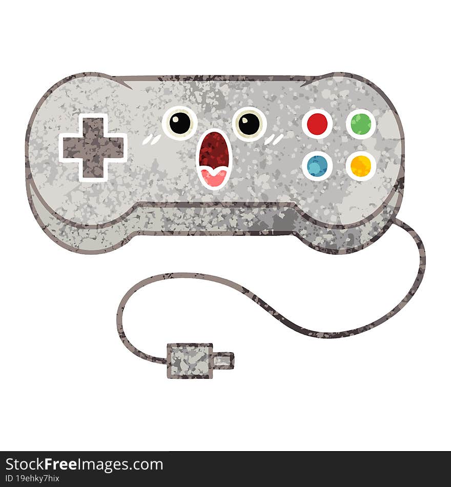 retro illustration style cartoon game controller