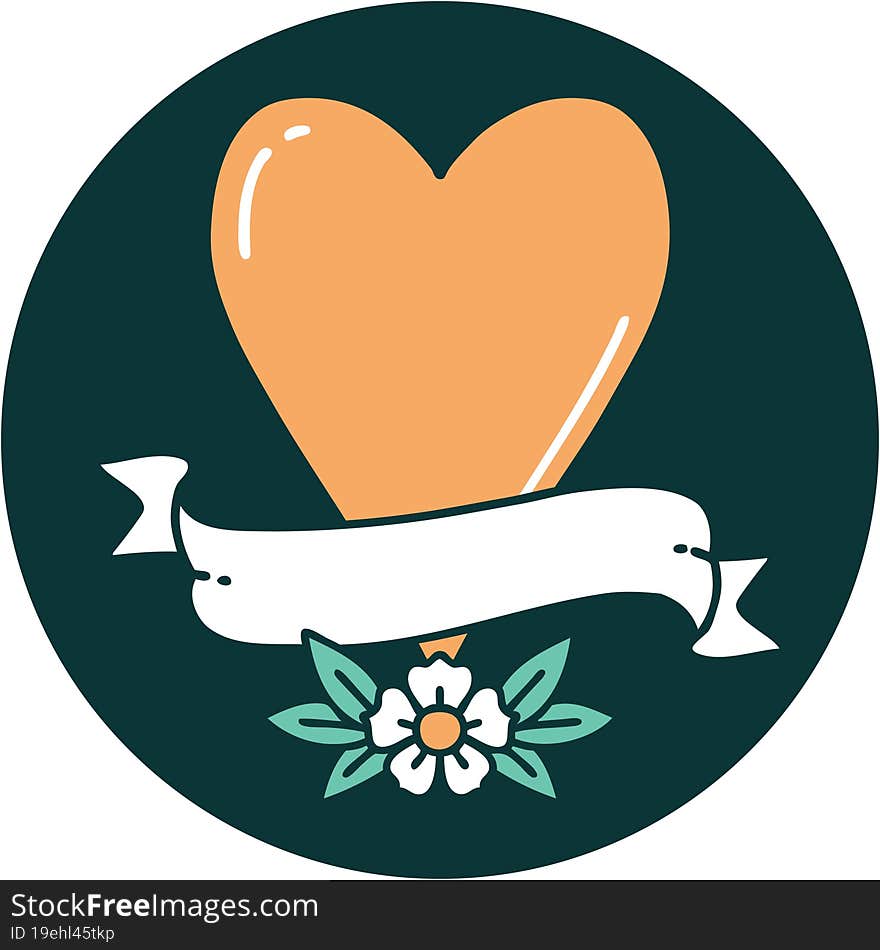 Tattoo Style Icon Of A Heart And Banner