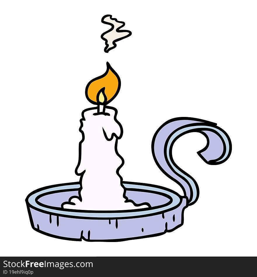 Cartoon Doodle Of A Candle Holder And Lit Candle