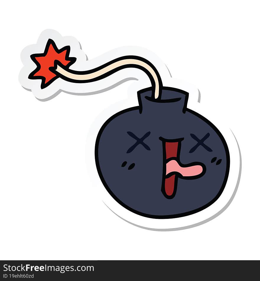 sticker of a quirky hand drawn cartoon bomb