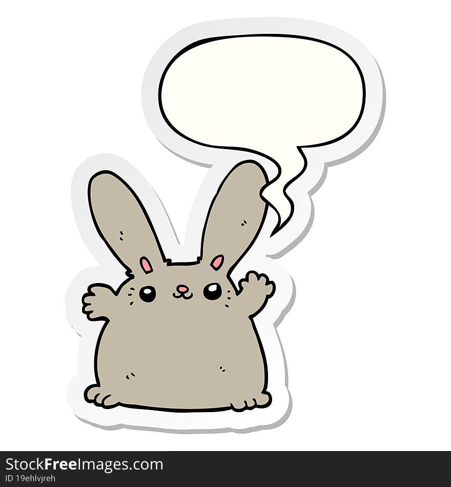 Cartoon Rabbit And Speech Bubble Sticker