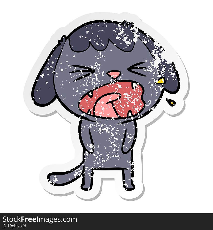 distressed sticker of a cute cartoon dog