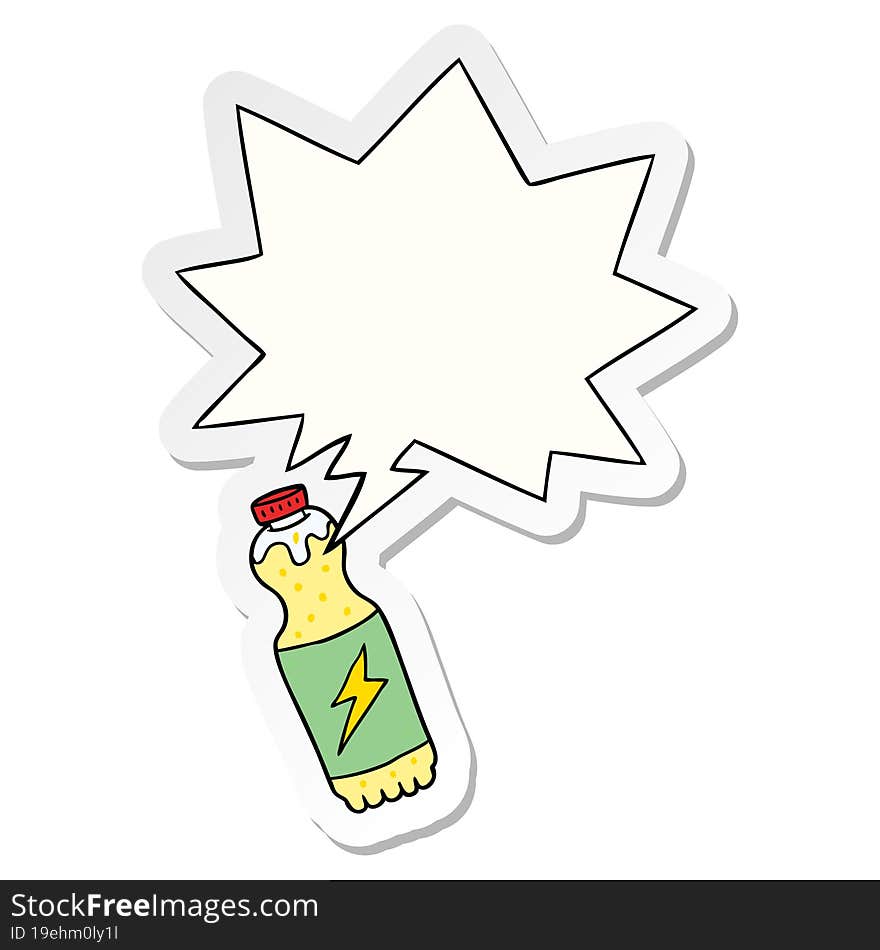 cartoon soda bottle and speech bubble sticker