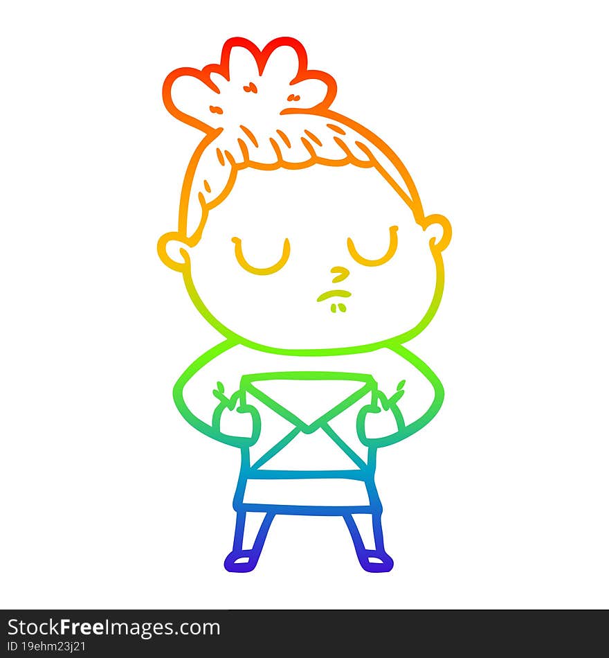 rainbow gradient line drawing cartoon calm woman