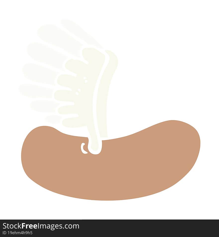 flat color illustration cartoon flying sausage