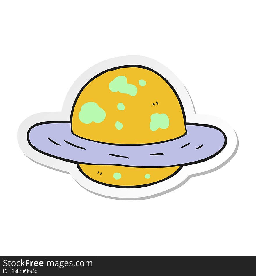 sticker of a cartoon planet