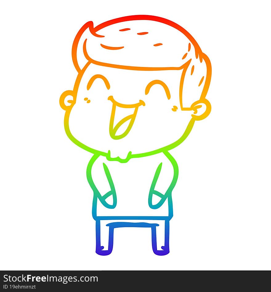 rainbow gradient line drawing of a cartoon man laughing