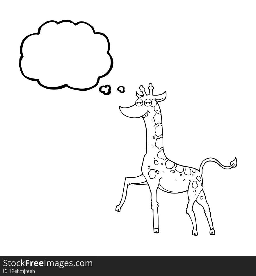 freehand drawn thought bubble cartoon giraffe