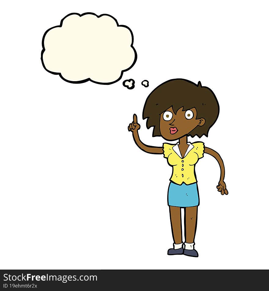 cartoon woman with question with thought bubble