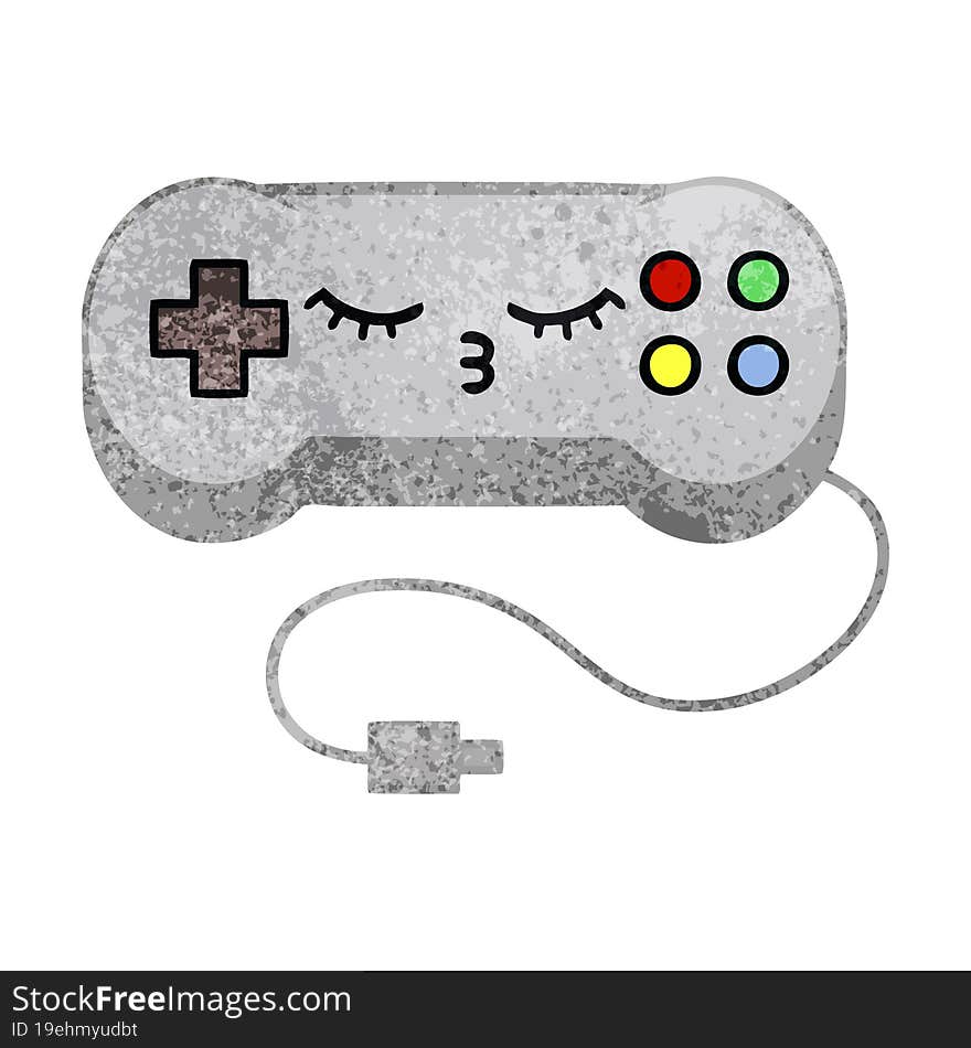 retro grunge texture cartoon of a game controller