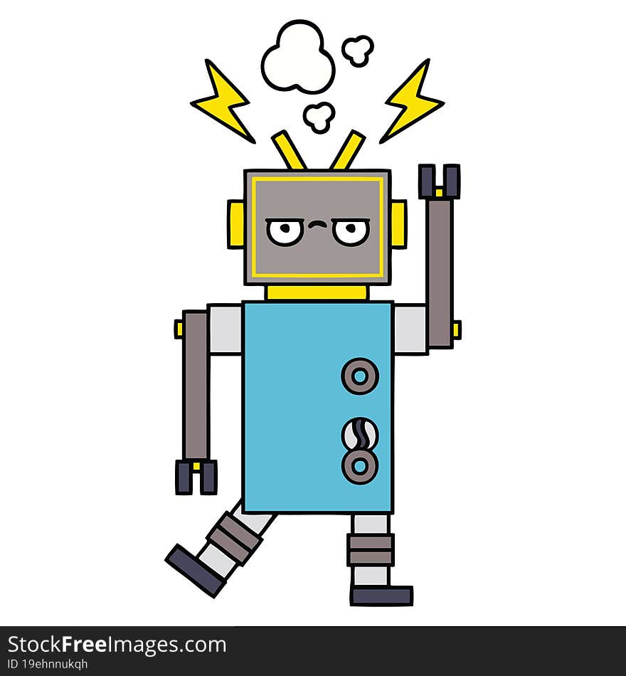 cute cartoon of a malfunctioning robot