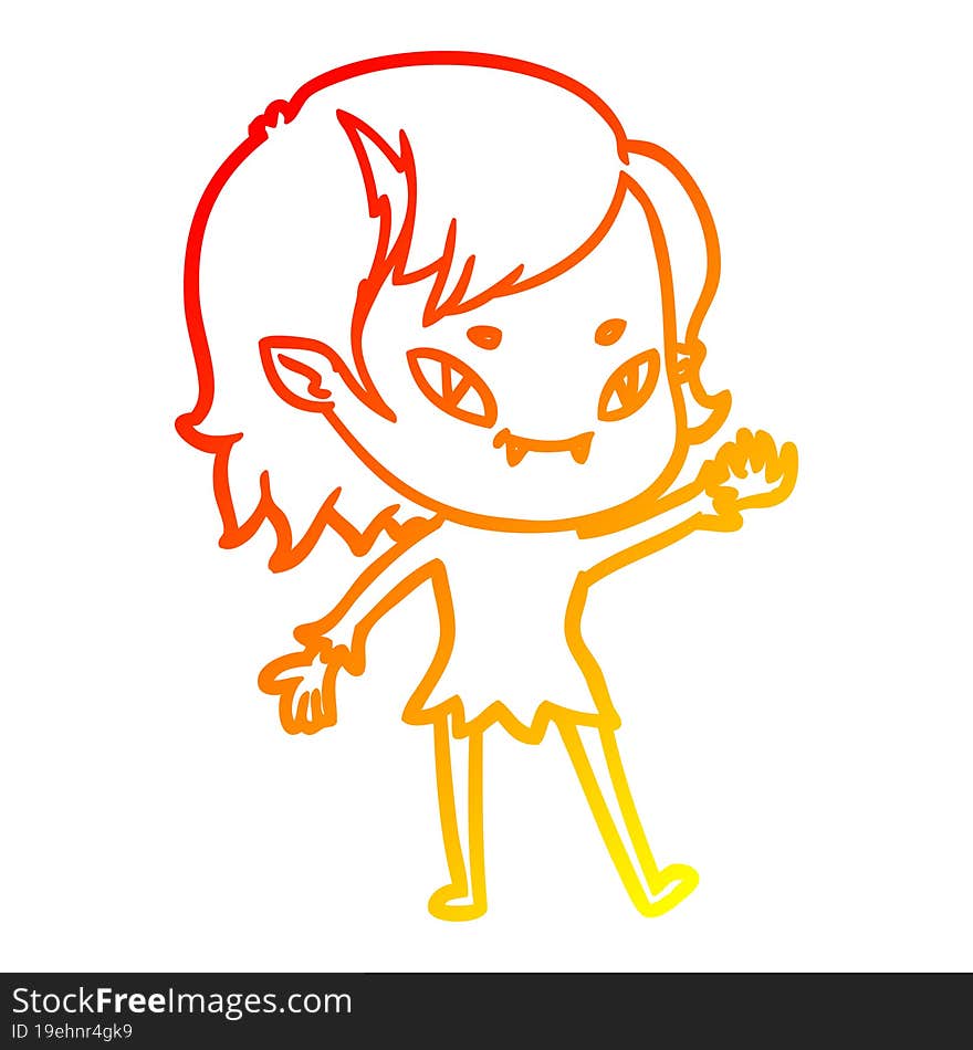 warm gradient line drawing cartoon friendly vampire girl