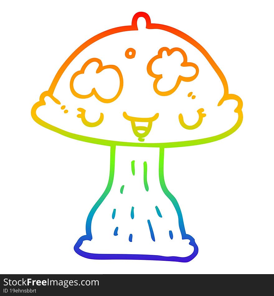 rainbow gradient line drawing of a cartoon toadstool