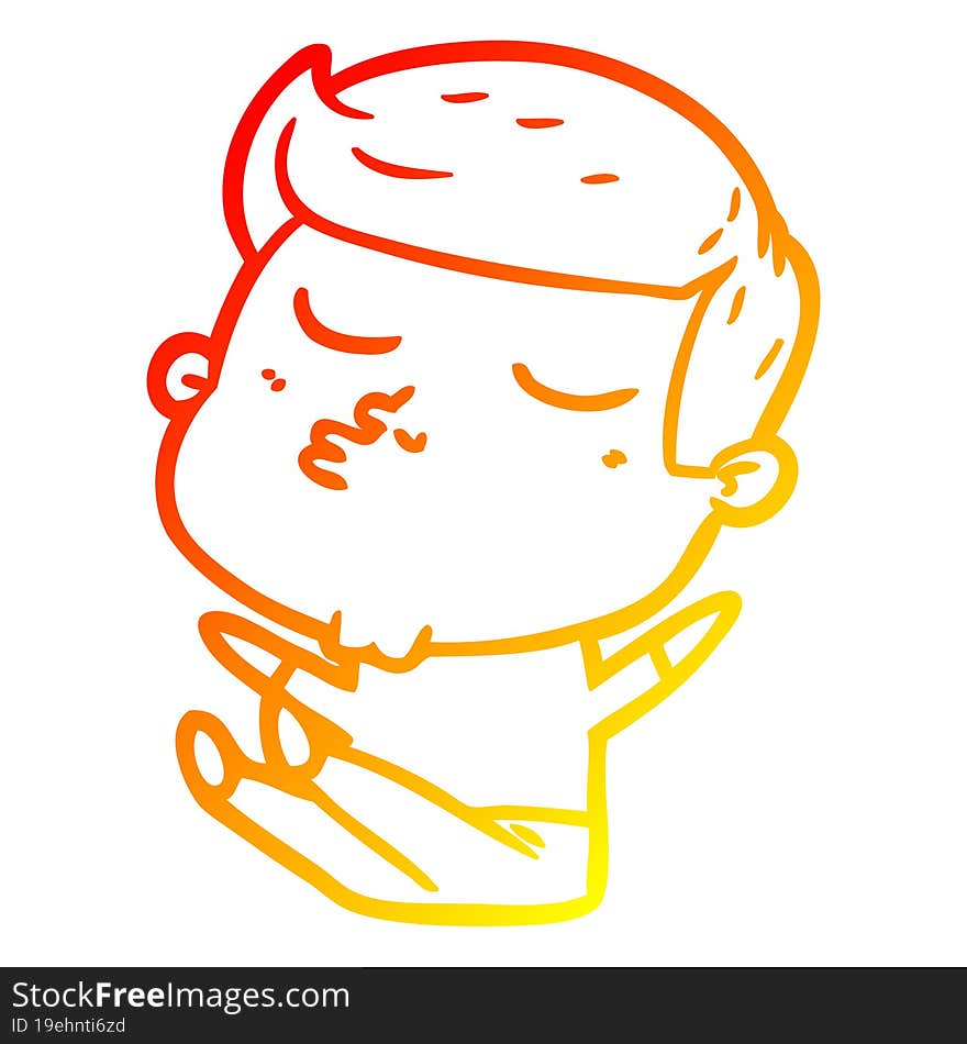 warm gradient line drawing cartoon model guy pouting