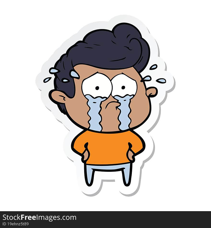 Sticker Of A Cartoon Crying Man