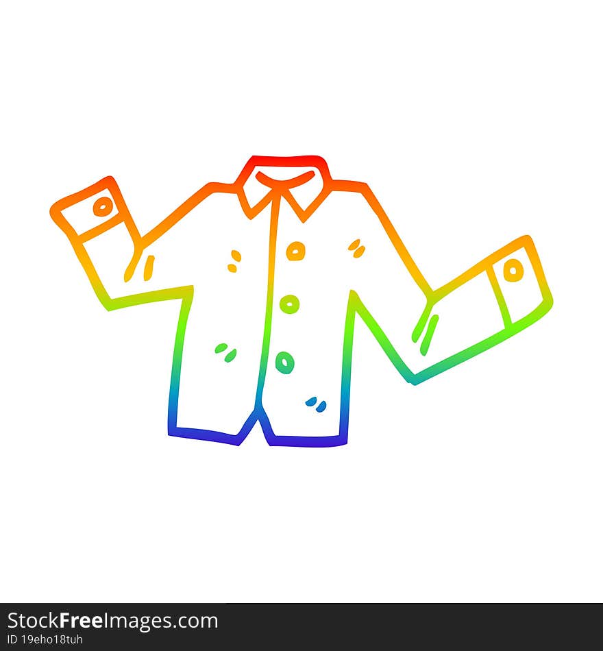 Rainbow Gradient Line Drawing Cartoon Casual Shirt