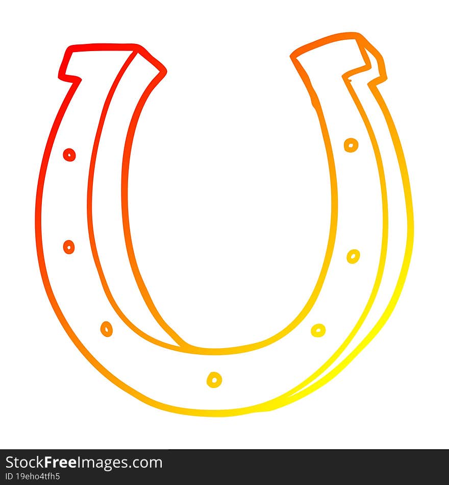 warm gradient line drawing cartoon iron horse shoe