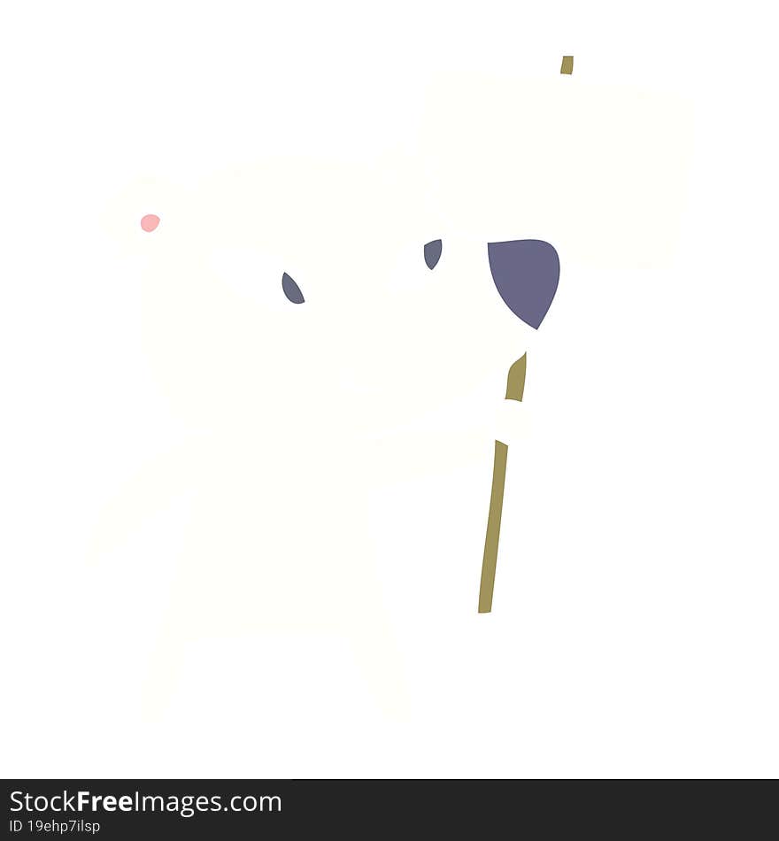 cute flat color style cartoon polar bear with protest sign