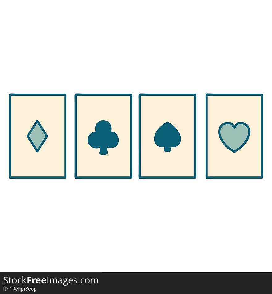 tattoo style icon of a set of cards