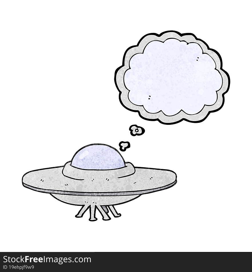 Thought Bubble Textured Cartoon Flying Saucer