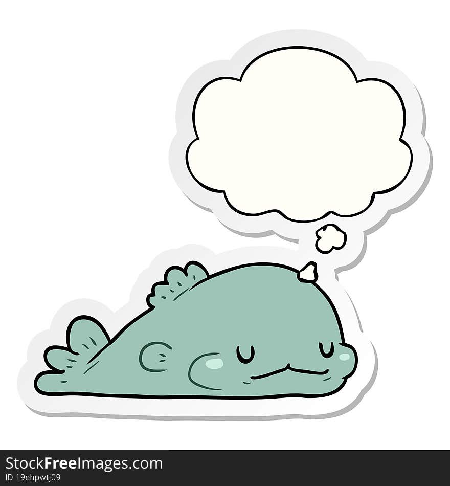 cartoon fish and thought bubble as a printed sticker