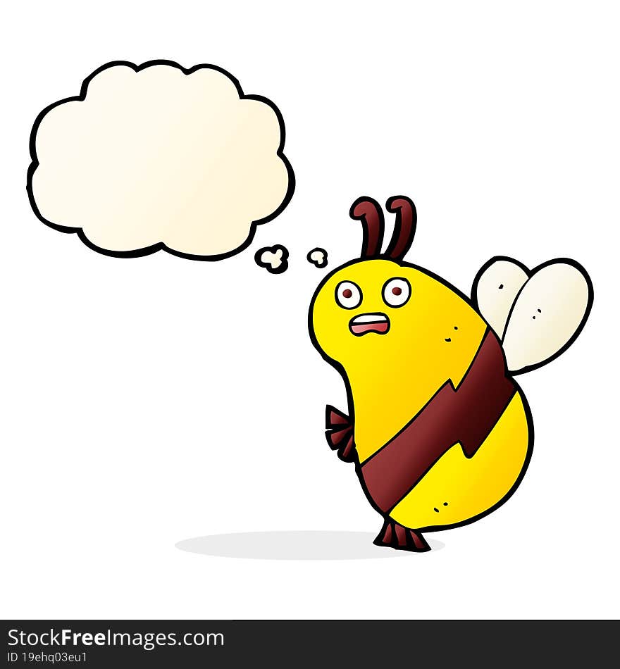 funny cartoon bee with thought bubble