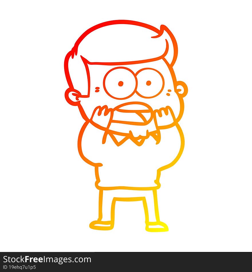 warm gradient line drawing cartoon shocked man