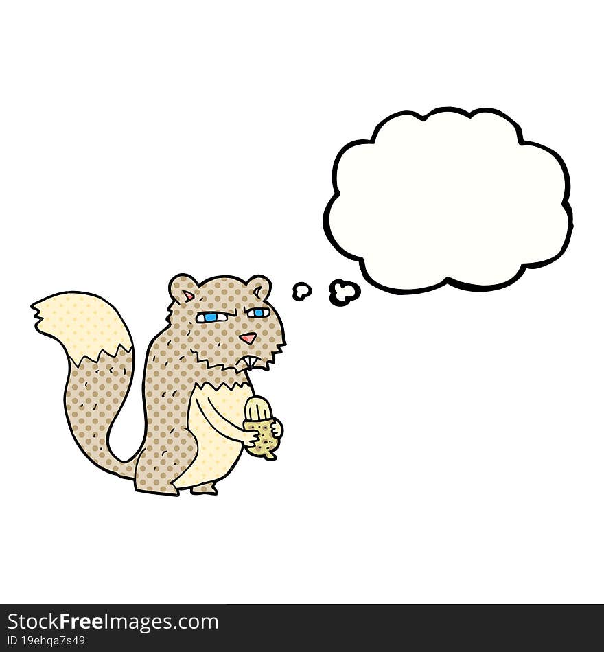 thought bubble cartoon angry squirrel with nut