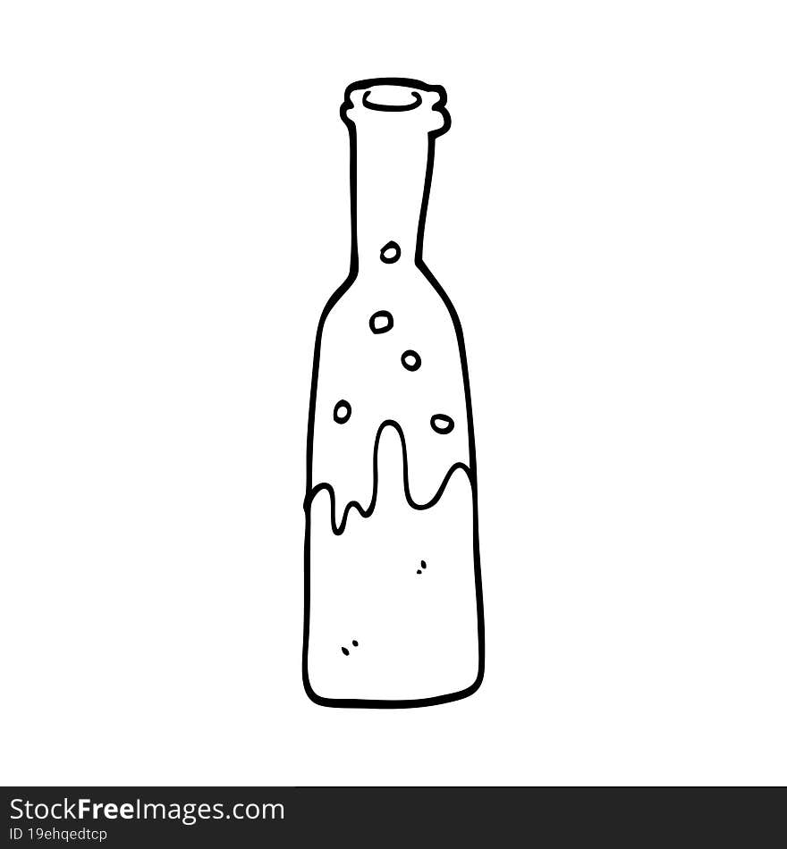 line drawing cartoon bottle of pop