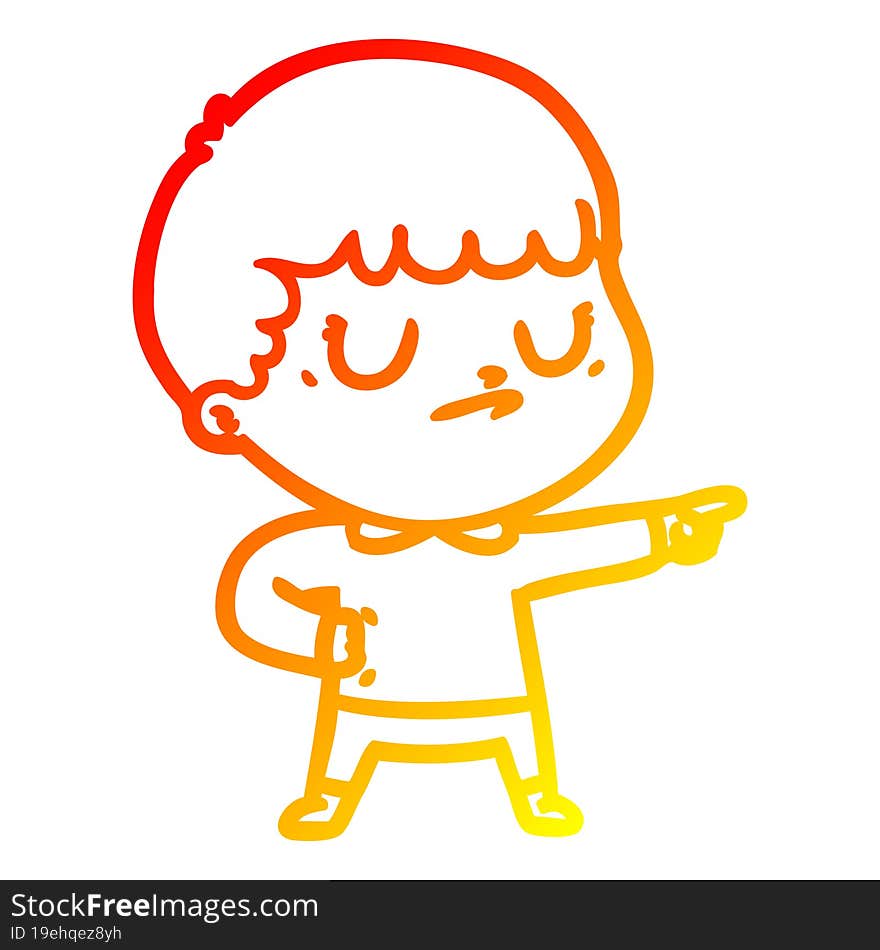 warm gradient line drawing cartoon grumpy boy