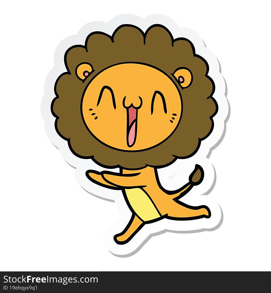 sticker of a happy cartoon lion