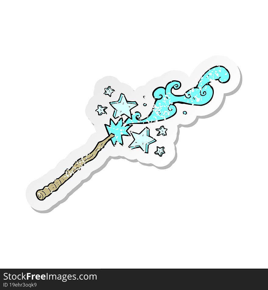 retro distressed sticker of a magic wand casting spell