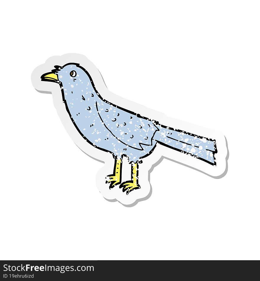 retro distressed sticker of a cartoon crow