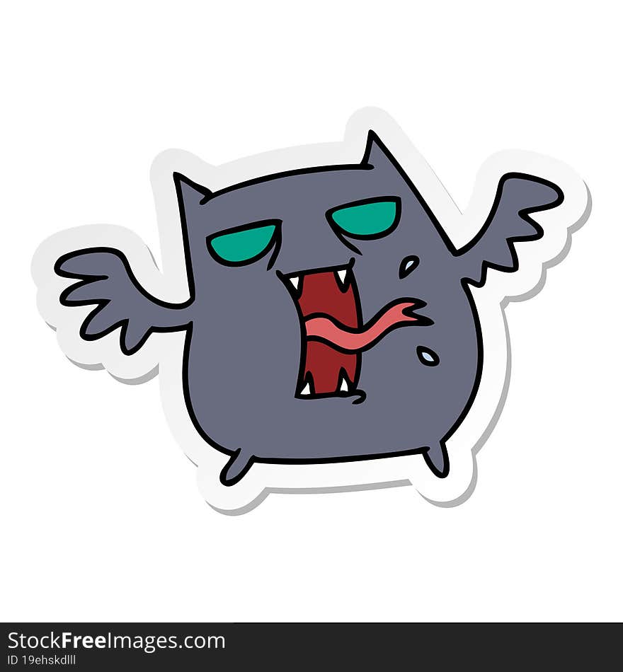 sticker cartoon of cute scary kawaii bat