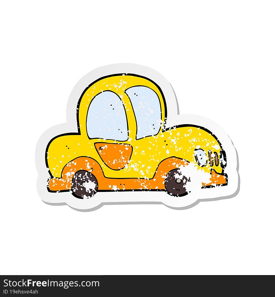 retro distressed sticker of a cartoon car