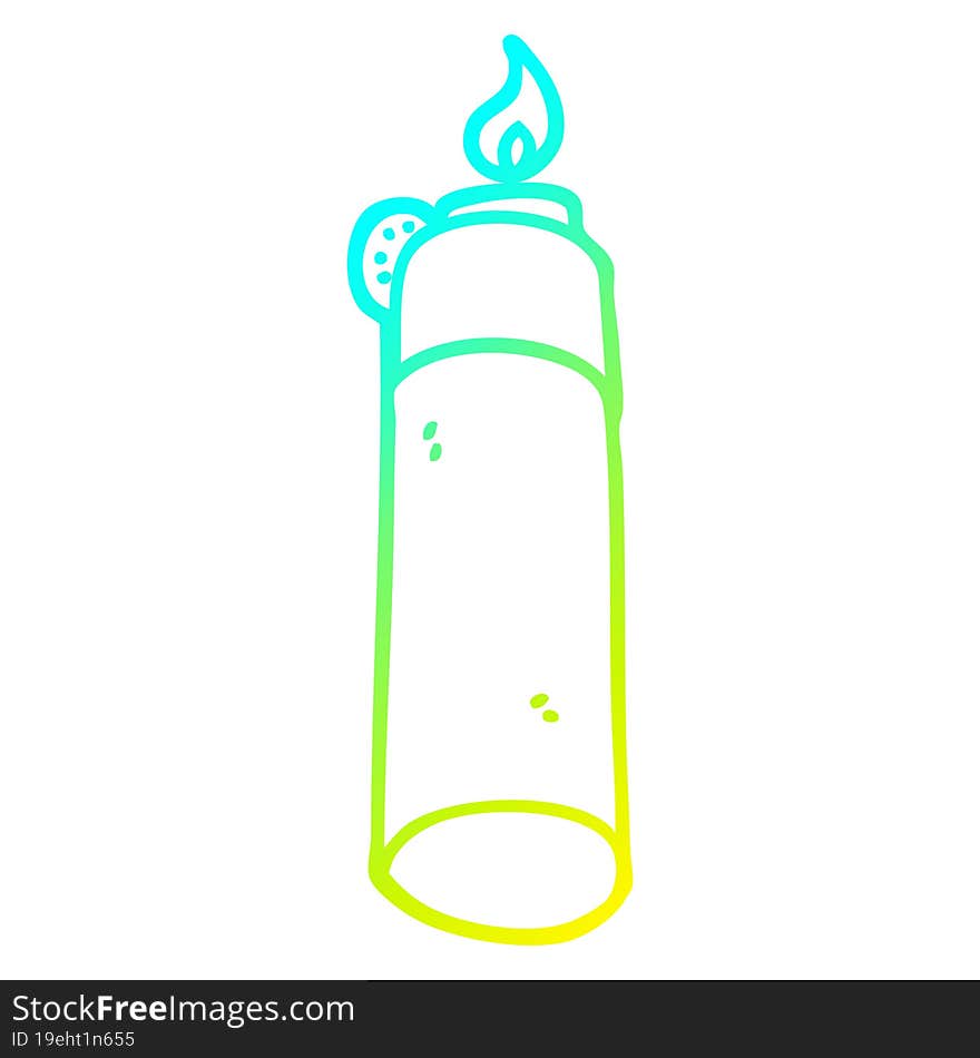 cold gradient line drawing of a cartoon cigarette lighter