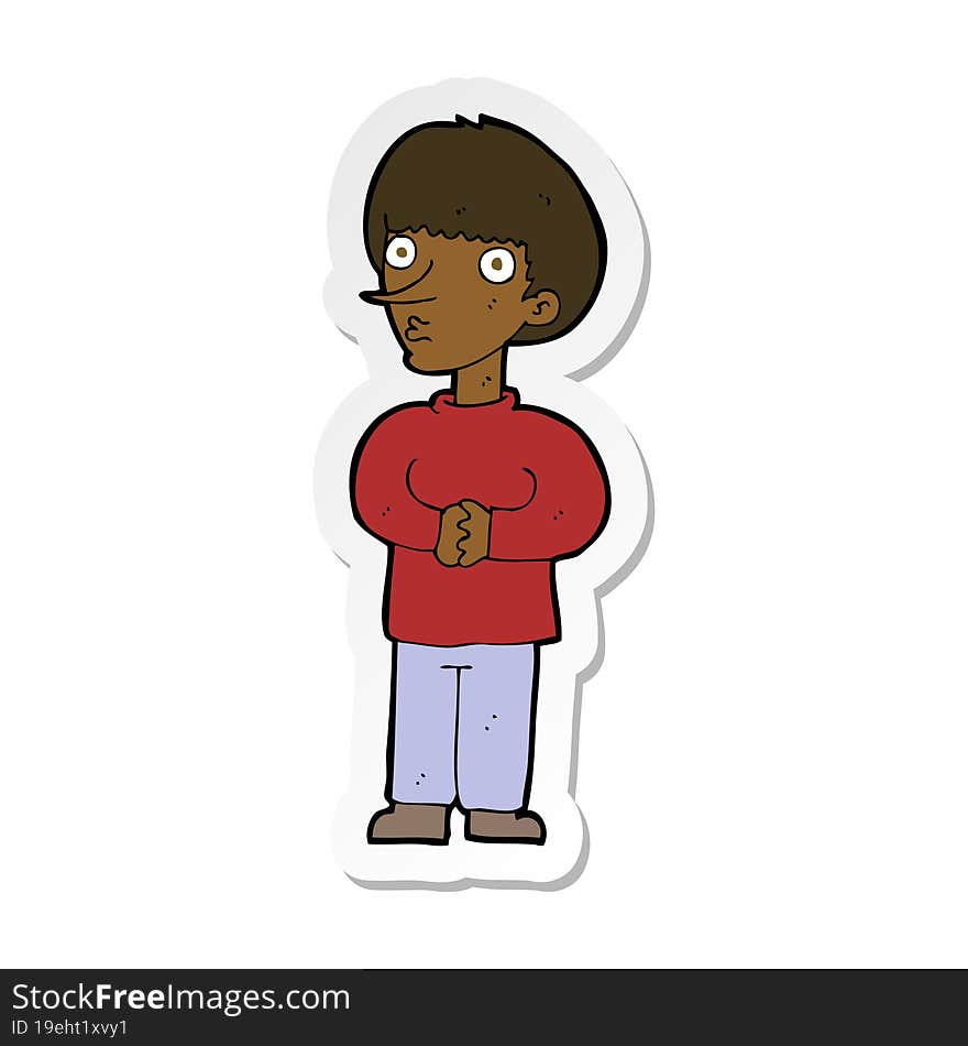 sticker of a cartoon nervous man