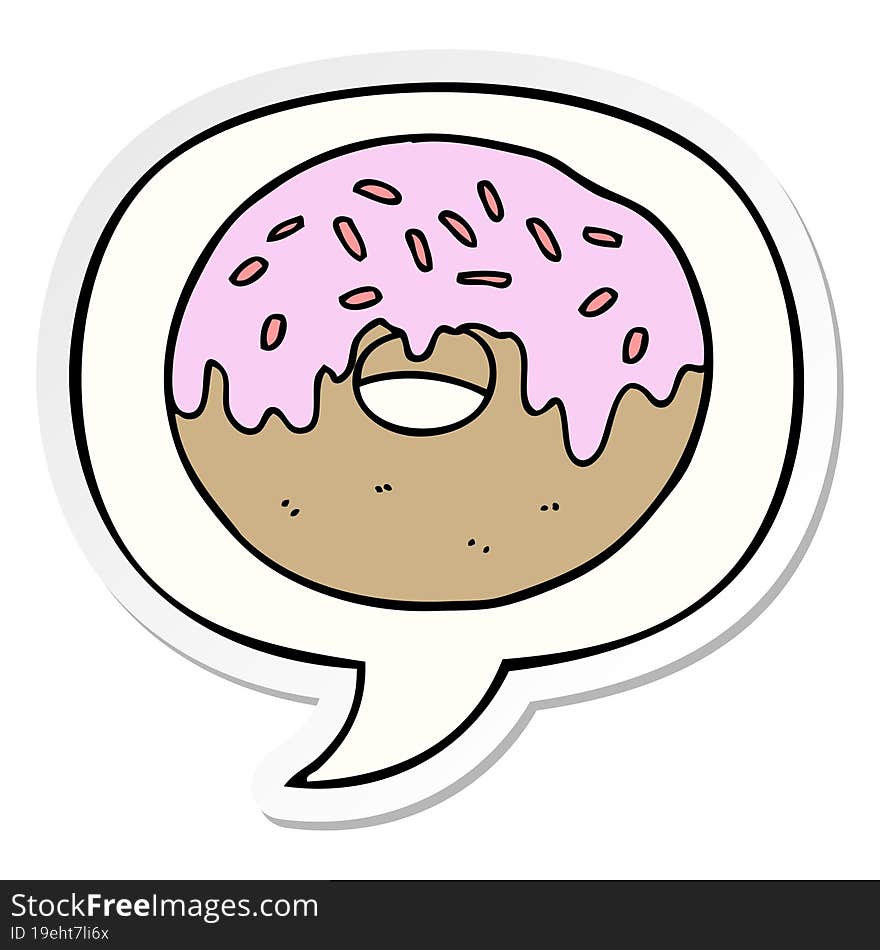 Cartoon Donut And Speech Bubble Sticker