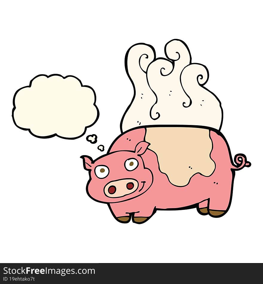 cartoon pig with thought bubble