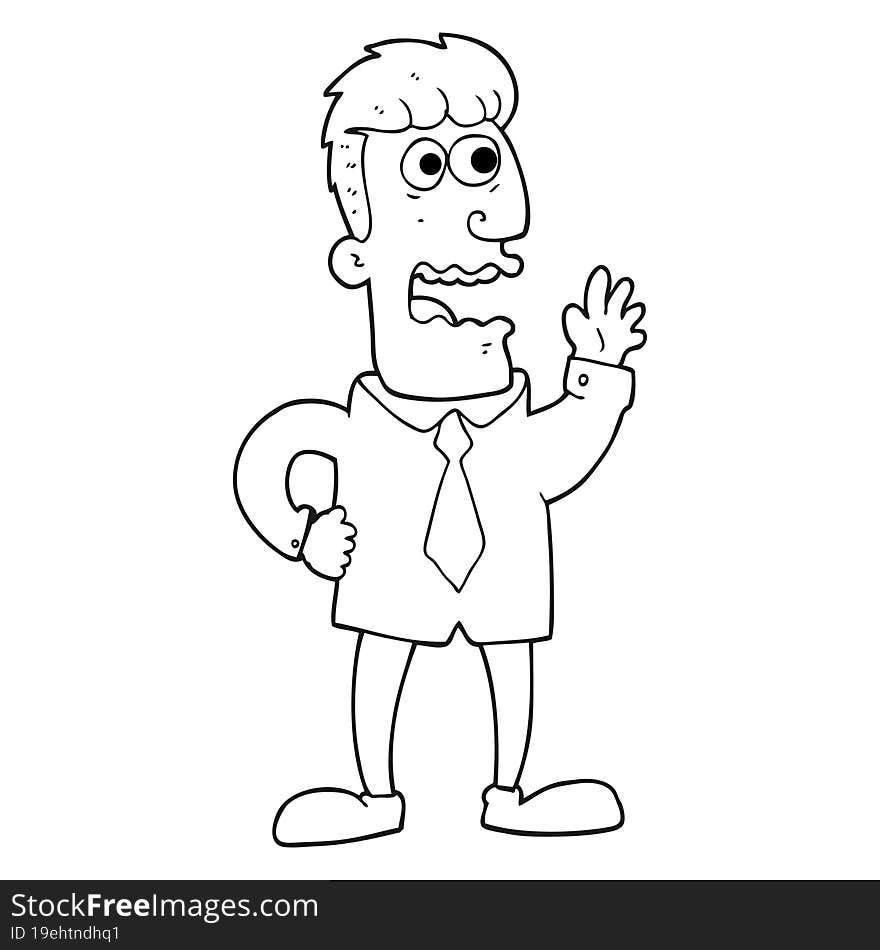 black and white cartoon businessman